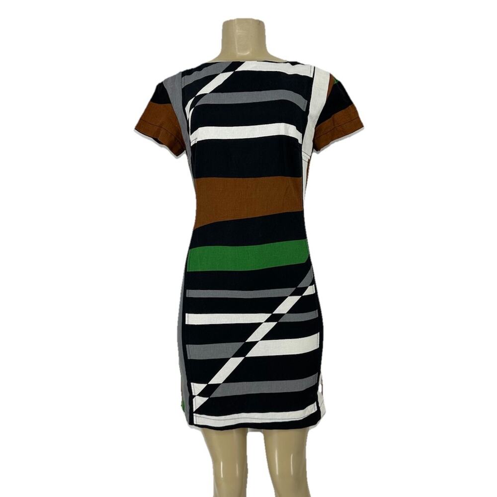 Derek Lam for DesigNation 2 linen blend colorblock striped sheath dress J29v